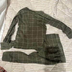 Colored organics Olive Green Grid Pajama Set